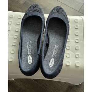 Dr Scholl’s Navy Textured Memory Foam Comfort Slip On Flat Shoes Size 6